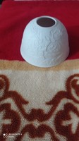 SAICO Seiffen Wittgensdorf litofán porcelán mécsestartó fehér dombor, rózsa téma