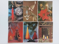 Régi karácsonyi képeslap retro gyertyákkal 6 db