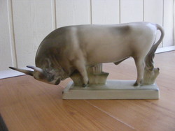 Gray cattle bull, Zsolnay porcelain