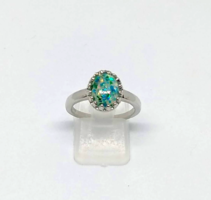 925-S filled silver ring with emerald green synthetic fire opal stone size: usa 8, eu 57