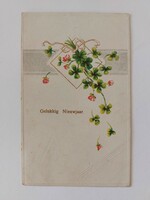 Régi újévi képeslap 1916 dombornyomott levelezőlap lóhere