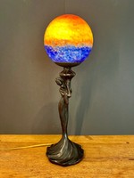 Secession-style table lamp with a special hand-blown lamp shade