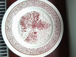 English brown scene faience flat plate