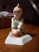 Zsolnay porcelain figure, boy playing ball, unmarked