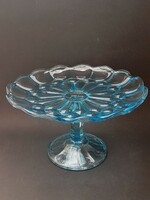 Blue base glass cake plate, 24 cm