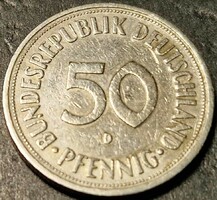 NSZK 50 pfennig, 1950, Verdejel "G" – Karlsruhe.