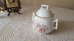 Beautiful antique sugar bowl with floral lid