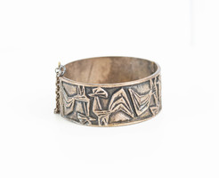 Retro silver-plated copper bracelet with a rooster pattern artisan jewelry - bracelet, bracelet Percz János style