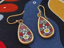 Millefiori glass earrings, Murano