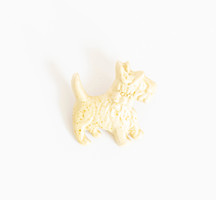 Retro bakelit bross - vajszínű foxi kutya - műanyag ékszer - melltű, kitűző
