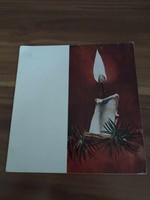 Retro kinyithatós karácsonyi képeslap, rajz: Szász Endre