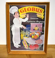 Globus tin retro 20th century advertising poster late 1970s reprint print poster