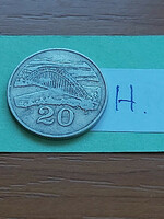 Zimbabwe 20 cents 1989 sabie river, river and bridge, copper-nickel #h