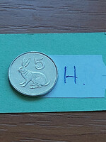 Zimbabwe 5 cents 1997 copper-nickel, rabbit #h