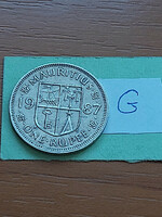 Mauritius 1 Rupee Rupee 1987 Copper-Nickel, Coat of Arms #g