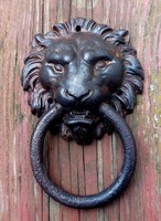 Cast iron lion head knocker.