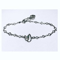 Stainless steel heart chain bracelet with stork butterfly pendant in the middle