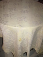 Monogrammed yellow floral antique damask tablecloth