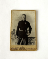 Antik magyar CDV/vizitkártya/kemény hátú fotó katona portré, Haberfeld K. 1800 évek vége