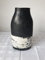 Black and white ceramic vase by Lívia Gorka