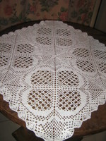 Beautiful handmade crochet antique white tablecloth