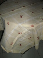 Beautiful vintage floral hand embroidered elegant woven tablecloth