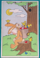Graphic Easter postcard by László Réber, used, 1953
