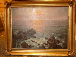 Eladó Ján Grotkovský: Lemenő nap a horizonton tenger nagy méretű olajvászon festménye