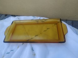 Glass offering for sale! Amber tray for sale!