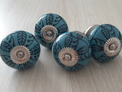 Hand painted porcelain furniture buttons 4 pieces in one Provence, vintage