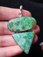Rarity!!! Beautiful silver pendant with a polished chrysocolla stone