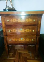 Bedside table with inlaid drawers, small wardrobe