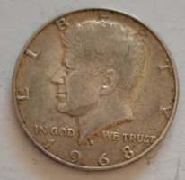 1968. USA ezüst Kennedy fél dollár F/A