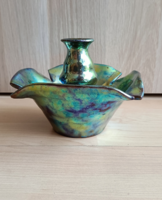 Eosin-glazed ceramic candle holder by Julia Bokros