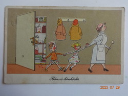Old graphic humorous greeting card, postman - 