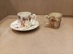 Fischer j. 2 porcelain coffee cups with 1 small plate.