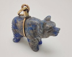 364T. From HUF 1 antique Viennese 14k gold (br.3.23G) lapis lazuli bear shaped pendant, beautiful workmanship