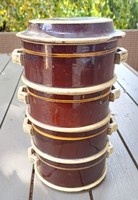 Antique Food Barrel, Not Porcelain, Fayence Ceramic Glazed Pot, 4-Piece. Video Available!