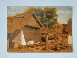 Old Hungarian art postcard Sándor Bihari village yard