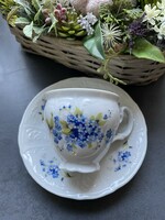Csodaszép Bernadotte csehszlovák hófehér porcelán csésze szett nefelejcsekkel