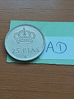 Spain 25 pesetas 1975 (79), copper-nickel, i. King Charles János #ad