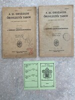 Cserkész csomag 21. kézirat 1942, járulékkönyv, fényképek, jelentések 1938,jelvény, tanrend