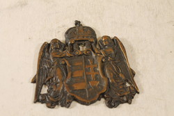 Antik bronz magyar koronás, angyalos címer 836