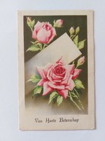 Old postcard roses 1954