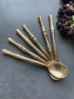 Set of 6 teaspoons with a modern, gold-colored bamboo pattern