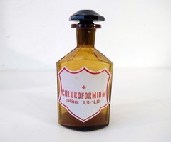 CHOLOFORMIUM Régi antik borostyán színű gyógyszertári patika üveg