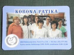 Kártyanaptár, 27 éves Korona gyógyszertár, patika, Balmazújváros, 2021   (1)