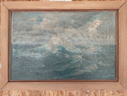 Oil on Cardboard by Oszkár Mendlik, Seascape