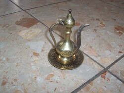 3 copper dishes together with a small copper carafe + 2 copper ornaments as shown in the picture