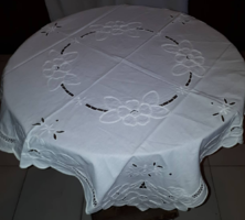 Wonderful snow and white rice with embroidered floral vintage tablecloth